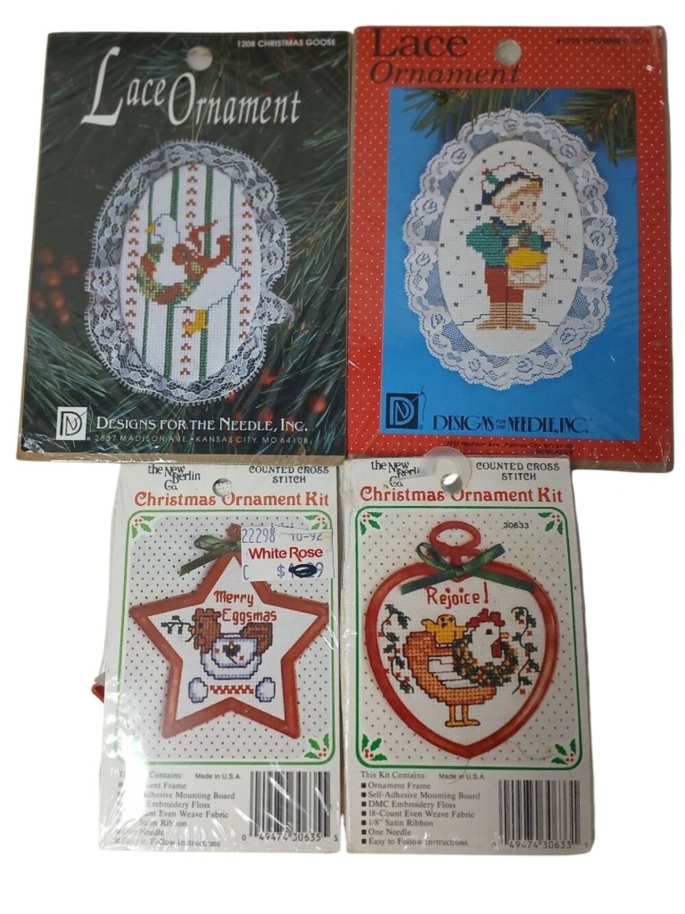 4 Vintage  Cross Stitch Christmas Ornament Kits ED-45